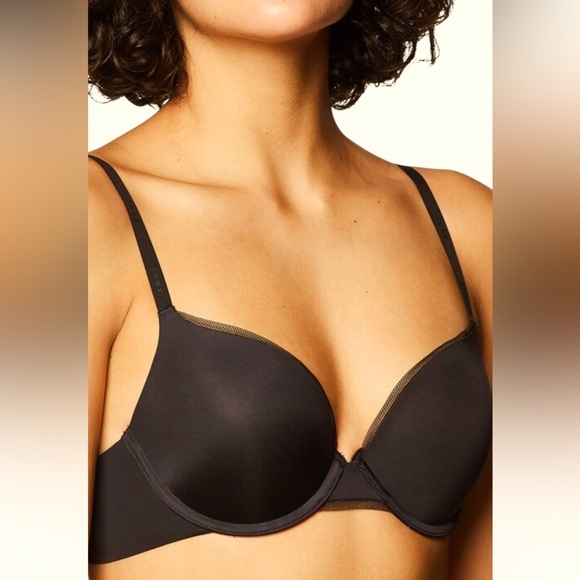 DKNY Litewear Custom Lift padded T-shirt Bra Sz 38C Black - Picture 1 of 14
